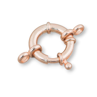 925 Silver Spring Ring Clasp 16mm With Barrel 3mm External 3pcs Rose Gold