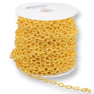 Catena A Metraggio Di Ottone Ovale Diamantato 7x10mm 1 Metro