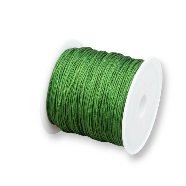 Hilo de nailon para joyería, cordón de anudado chino, 1mm, 25 metros, verde