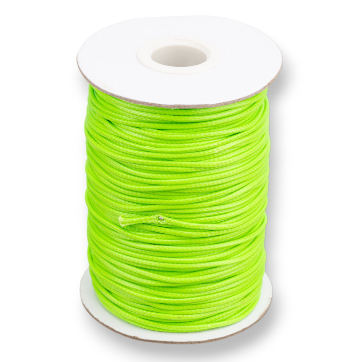 Cordone Cordoncino In Cotone Cerato 1,5mm 100mt Verde Fluo