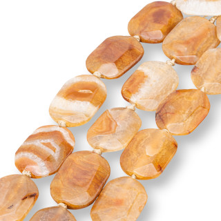 Placa Ágata Rayada Irregular Facetada 30x40mm Naranja