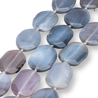 Gestreifter Achat unregelmäßig facettierte Platte 30x40mm Grau