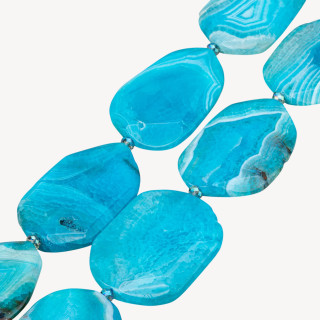 Agate Rayée Irrégulière Facette Plaque 40x55mm Bleu Clair
