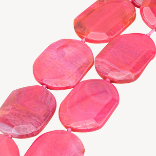 Agate Rayée Plaque Facette Irrégulière 40x55mm Violet Fuchsia