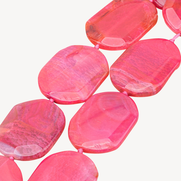 Agata Striata Irregolare Piatto Sfaccettato 40x55mm Fucsia Porpora
