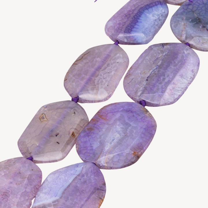 Placa Ágata Rayada Irregular Facetada 40x55mm Morada