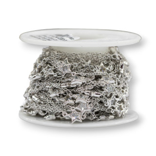 Catena Di Ottone Con Zirconi Taglio Stella Incastonato 8mm E Catena Forzatina 10 Metri Rodiato