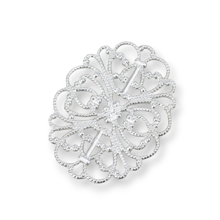 Ovale Laiton Filigrane Composant 26x34mm 30pcs MOD1006 Plaqué Rhodium