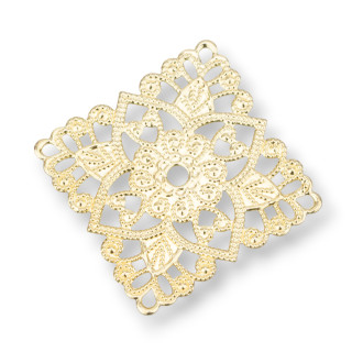 Filigrane Messingkomponente, quadratisch, 30 mm, 30 Stück, MOD1015, golden
