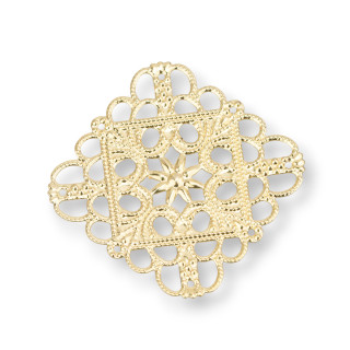 Square Brass Filigree Component 35mm 30pcs MOD1005 Golden