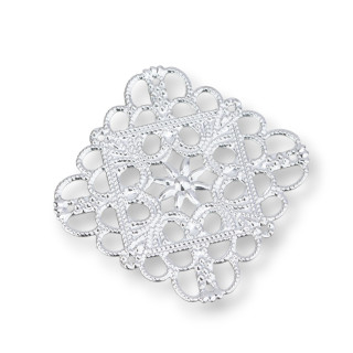 Square Brass Filigree Component 35mm 30pcs MOD1005 Rhodium Plated