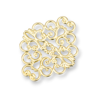 Rombo Latón Filigrana Componente 30x38mm 30pcs MOD1008 Dorado