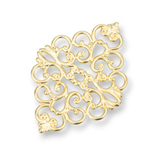 Brass Filigree Component Rhombus 30x42mm 30pcs MOD1007 Golden