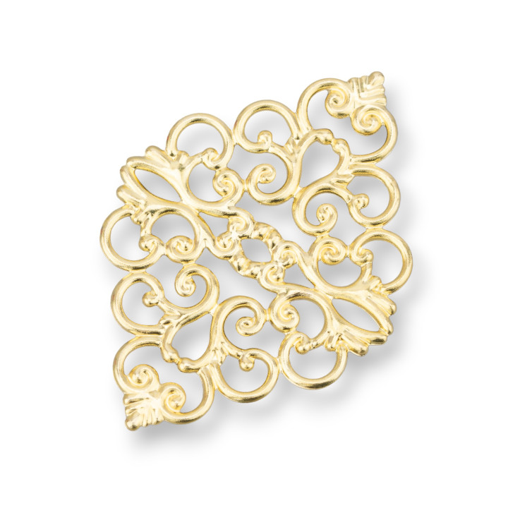 Brass Filigree Component Rhombus 30x42mm 30pcs MOD1007 Golden