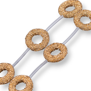 Μαρκασίτης Rhinestone Round Donut Strand Beads 26mm 8τμχ Χρυσό