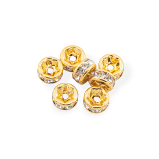 Distanziatore Rondelle Strass Di Acciaio  7mm 100pz Dorato