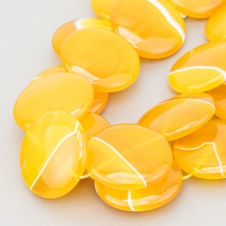 Agate Jaune Rayée Ronde Plate Lisse 40mm