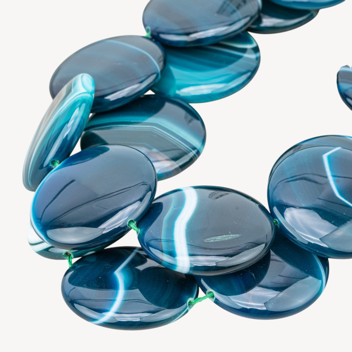 Smaragdgrüner Achat, gestreift, rund, flach, glatt, 40 mm