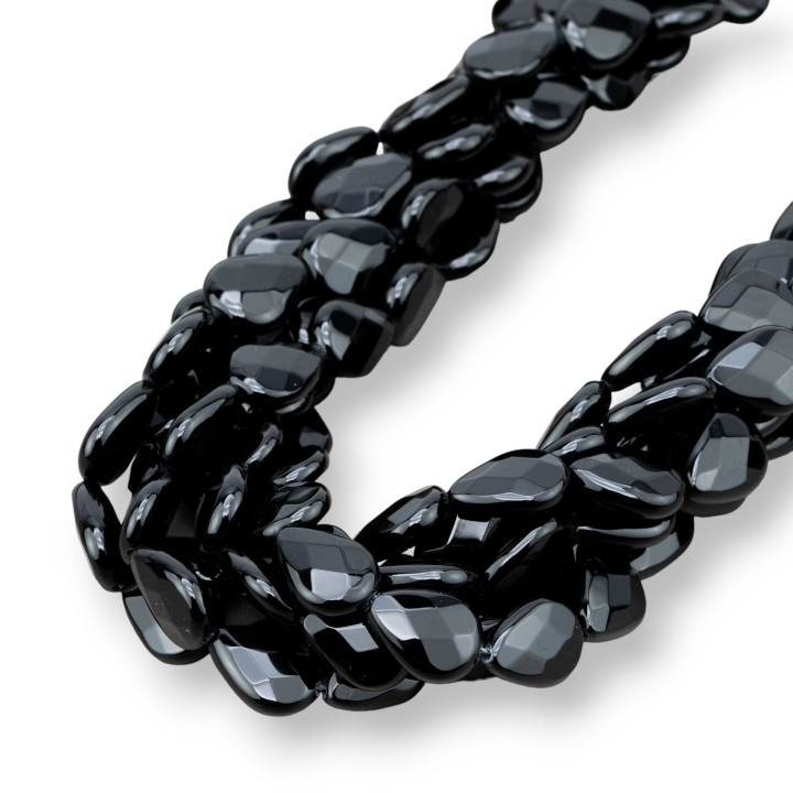 Gotas Planas Facetadas Onyx 13x18mm