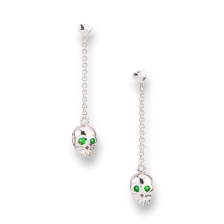 Pendientes De Botón De Plata 925 Con Cadena Y Colgante Tesso 7x42mm