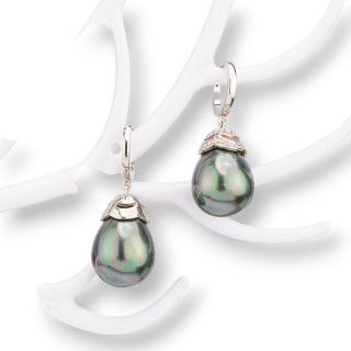 Pendientes Bolitas De Plata 925 Con Perlas De Mallorca 15x36mm