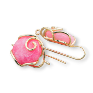 Base De Boucles D'Oreilles Griffes En Bronze Style Baroque Avec Jade 22x35mm 2 Paires Rhodochrosite