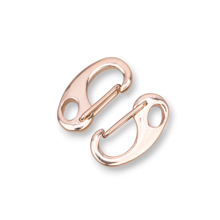 Chiusura Moschettone Di Acciaio GB16 A Gancio  8x16mm 11pz Oro Rosa