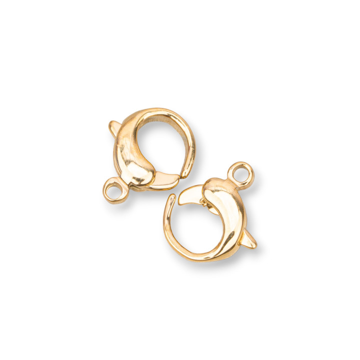 Fermoir Mousqueton Acier BI12 Rond 12mm 10pcs Plaqué Or