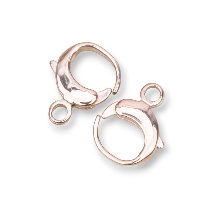 Fermoir Mousqueton Acier BI17 Rond 17mm 8pcs Or Rose