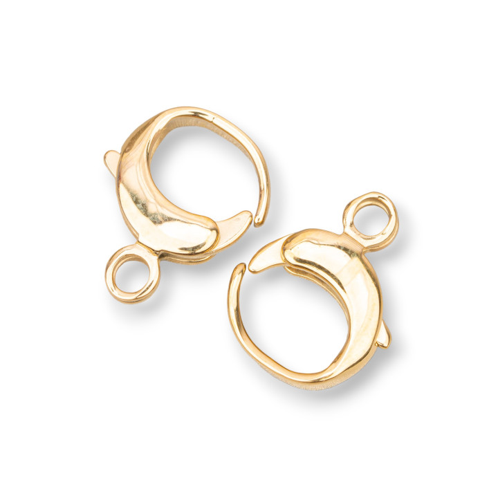 BI17 Round Steel Carabiner Closure 17mm 8pcs Gold Plated