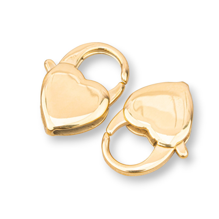 Steel Carabiner Clasp J16 Heart 10x16mm 10pcs Gold Plated