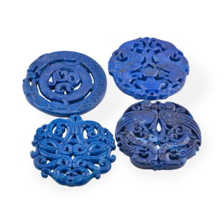 Componente Di Giadeite Inciso 45-65mm 1pz Blu Disegno Random