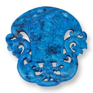 Componente Di Giadeite Inciso 45-65mm 1pz Azzurro Disegno Random