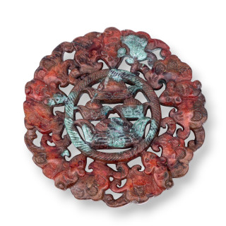 Componente Di Giadeite Inciso 45-65mm 1pz Rosso Maculato Disegno Random