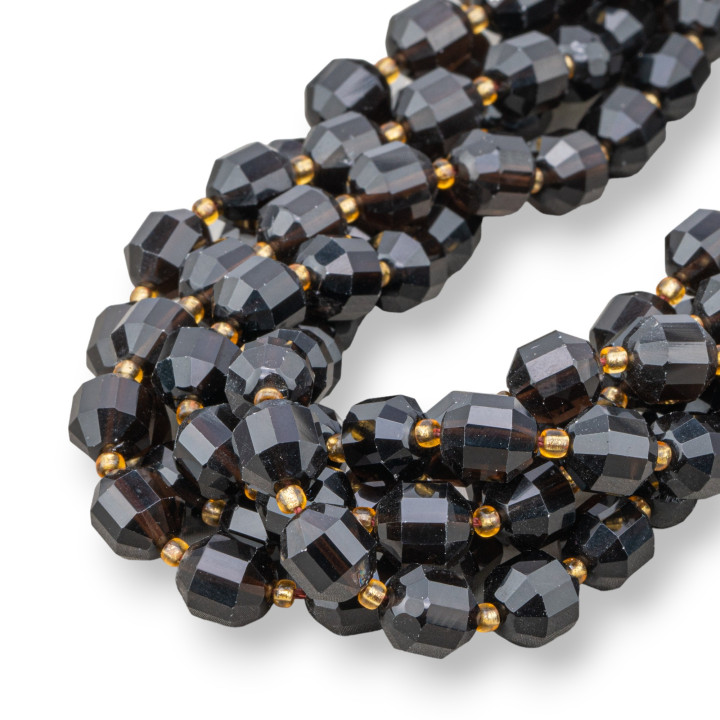 Smoky Quartz Ball Faceted Cylindrical Cut 9x10mm