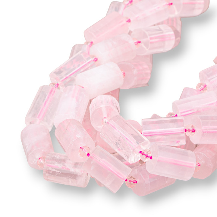 Rose Quartz Cylinder Prism Faceted 10x14mm