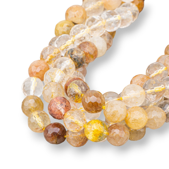 Multicolor Faceted Rutilated Quartz 10mm