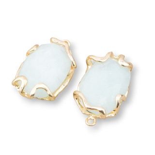 Bronze Component Connector With Cat's Eye 16x26mm 6pcs Ice Jade