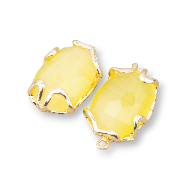 Conector Componente Bronce Con Ojo De Gato 16x26mm 6uds Amarillo Claro