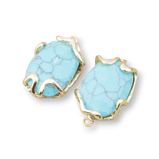 Bronze Component Connector With Cat's Eye 16x26mm 6pcs Turquoise Paste