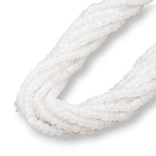 Rondelle de piedra lunar blanca india, corte a máquina facetado, 4-4,5x3-3,5 mm