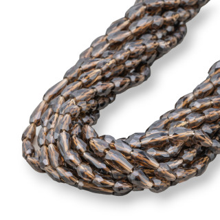 Rauchquarz-Tropfen, facettiert, maschinell geschnitten, unregelmäßig, 4,5–6 x 9–11 mm, indisch