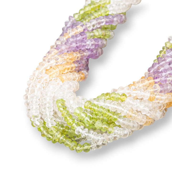 Cuarzo Multicolor Rondelle Tallado a Máquina Facetado 4.5x3mm Indio