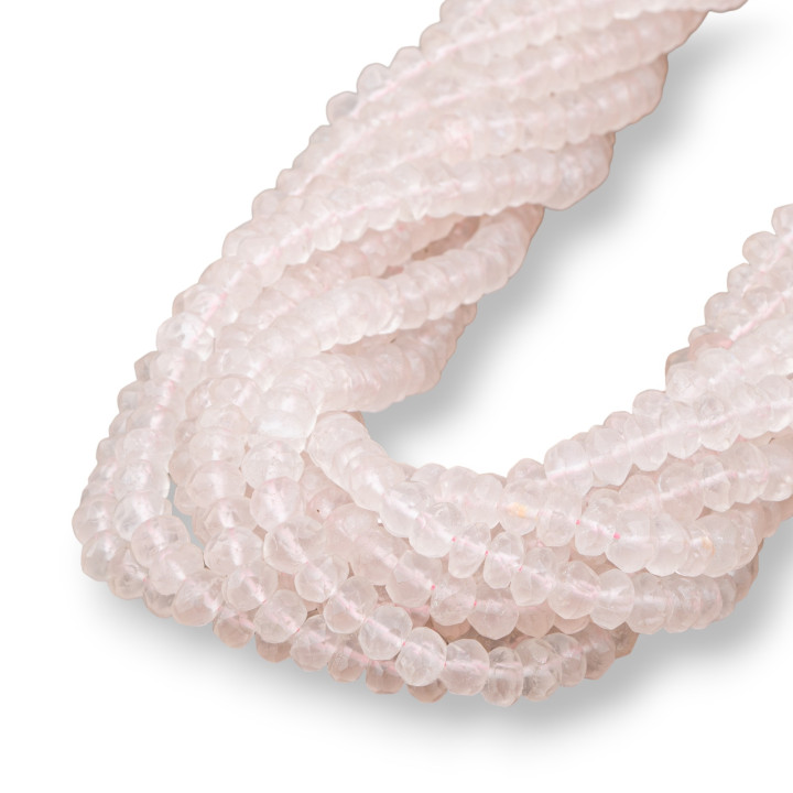 Cuarzo Rosa Rondelle Facetado Corte a Máquina 6x4mm Indio
