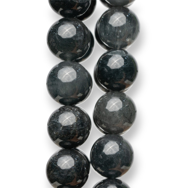 Mittlerer runder glatter schwarzer Rutilquarz 07 mm