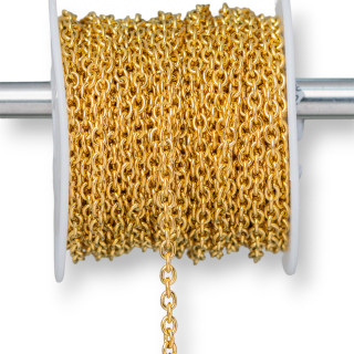 Catena Di Acciaio Forzatina Liscia 2,3x2,8mm Filo 0,6mm 15 Metri Placcato Oro