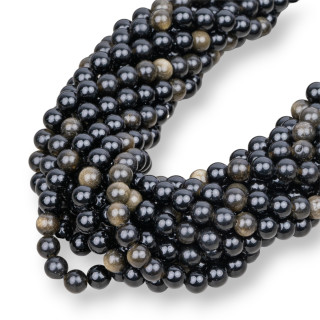 Obsidienne Dorée Ronde Lisse 06mm