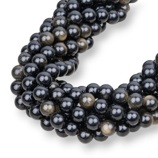 Obsidiana Dorada Redondo Liso 08mm