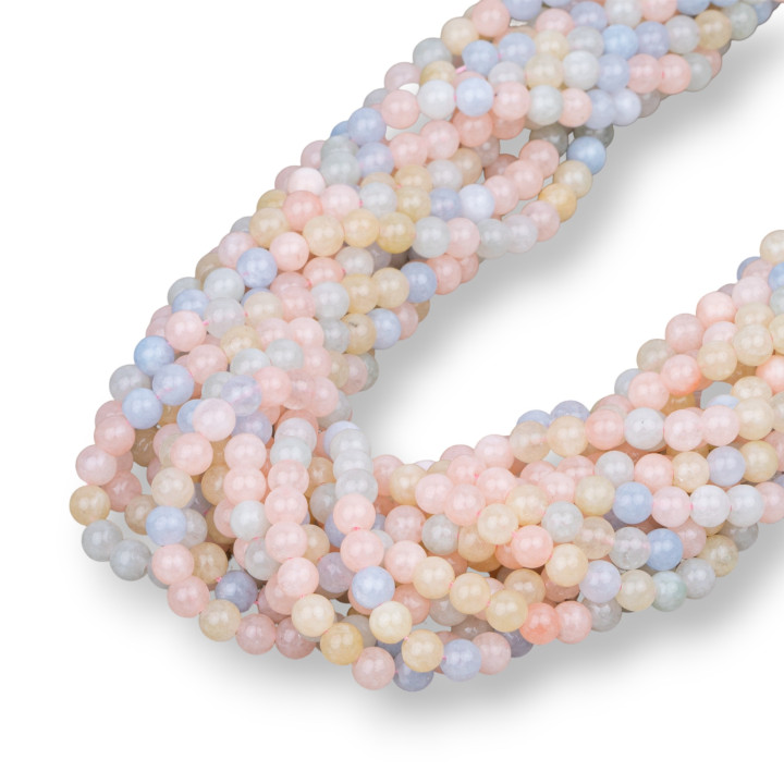 Mehrfarbiger Jade-Morganit, rund, glatt, 4 mm