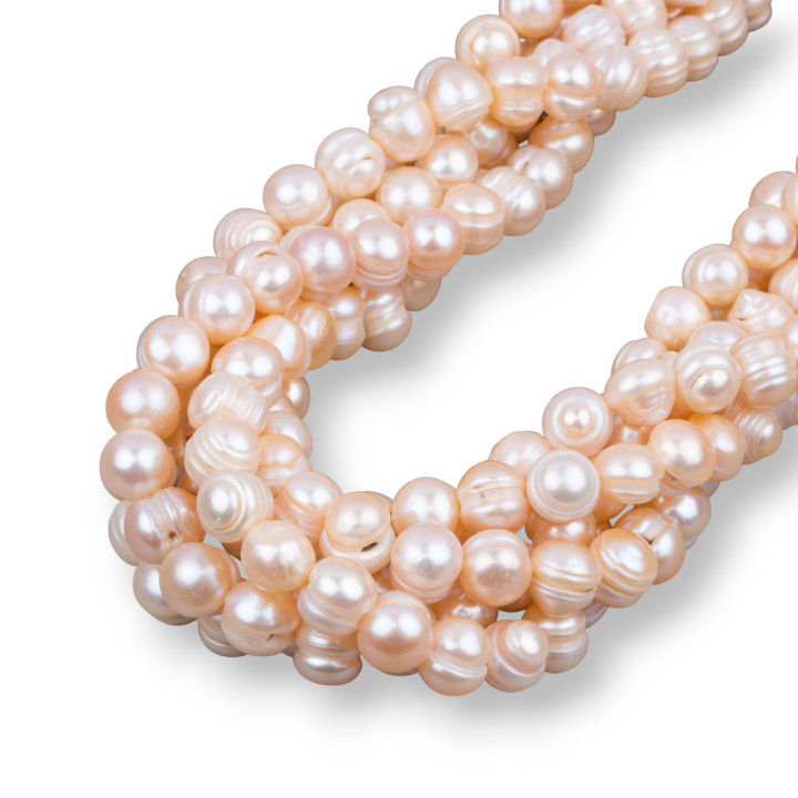 Perles D'eau Douce Pomme De Terre 8,5-9,0mm Rayé Rose